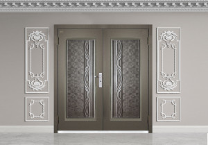 烤漆精雕門 3 安平泰│深灰砂閃銀色