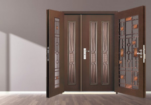 烤漆精雕門 8 酷月│紅鐵砂色