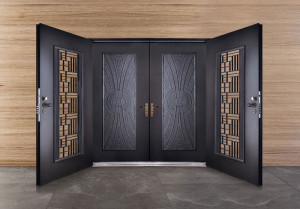 烤漆精雕門 6 錢幣│黑砂色