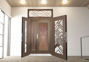 烤漆精雕門 7 如意│咖啡砂閃銀色